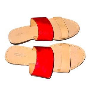 Madewell The Boardwalk Womens 9.5 Sandals Double Strap Slide Brown Leather AH748